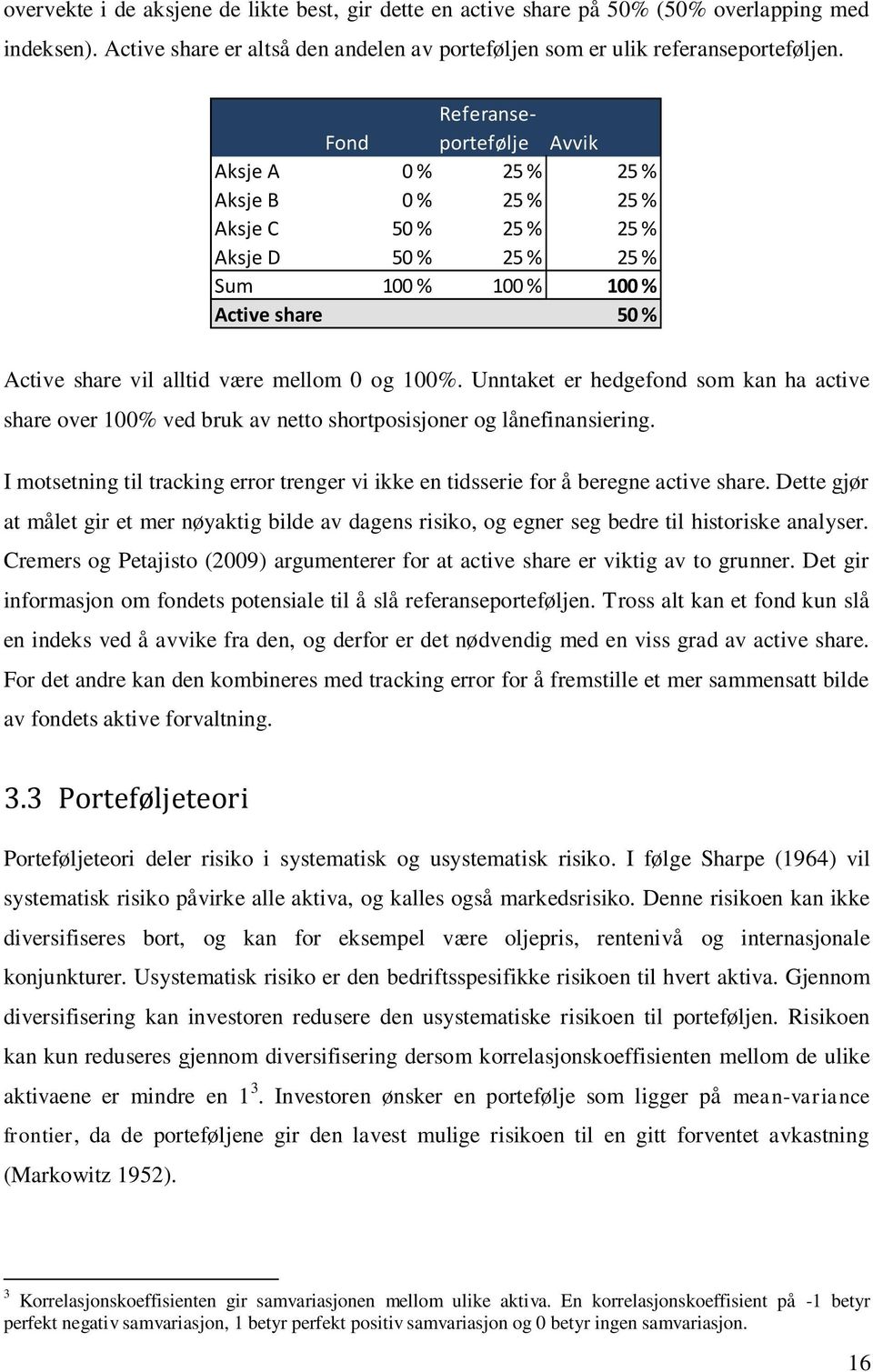 og 100%. Unntaket er hedgefond som kan ha active share over 100% ved bruk av netto shortposisjoner og lånefinansiering.