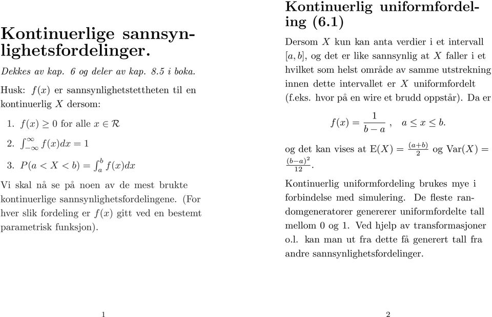 Kontinuerlig uniformfordeling (6.