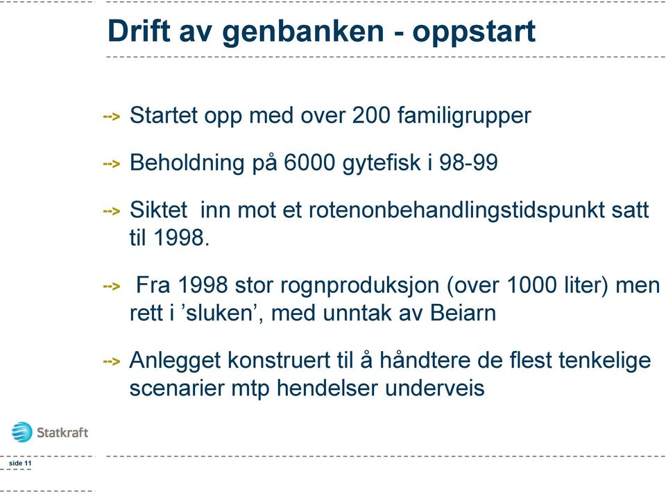 Fra 1998 stor rognproduksjon (over 1000 liter) men rett i sluken, med unntak av Beiarn