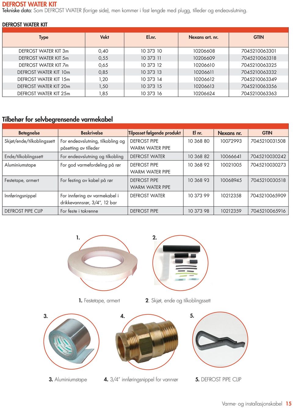 10m 0,85 10 373 13 10206611 7045210063332 DEFROST WATER KIT 15m 1,20 10 373 14 10206612 7045210063349 DEFROST WATER KIT 20m 1,50 10 373 15 10206613 7045210063356 DEFROST WATER KIT 25m 1,85 10 373 16