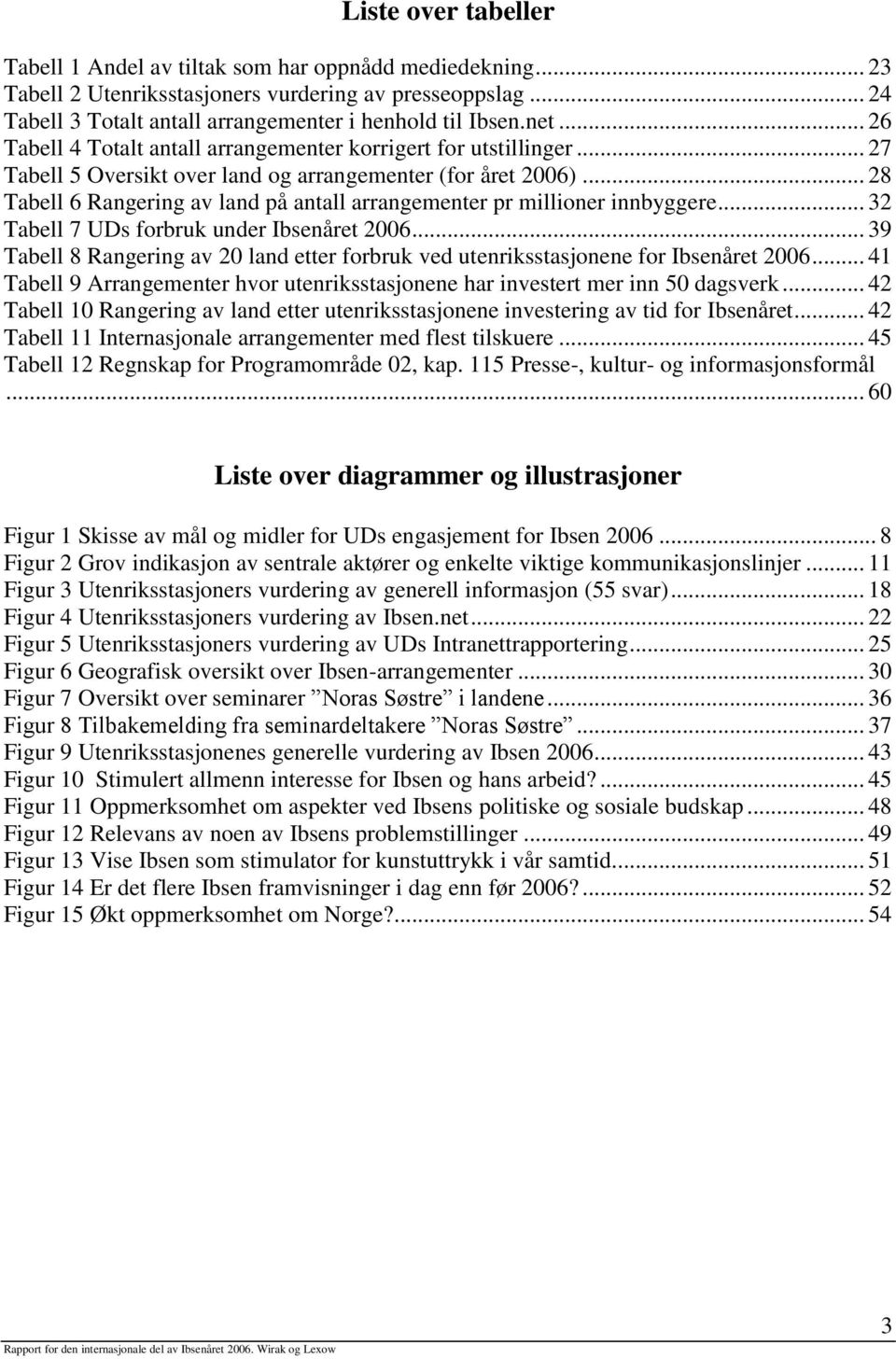 .. 28 Tabell 6 Rangering av land på antall arrangementer pr millioner innbyggere... 32 Tabell 7 UDs forbruk under Ibsenåret 2006.