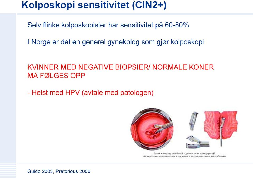 gjør kolposkopi KVINNER MED NEGATIVE BIOPSIER/ NORMALE KONER MÅ