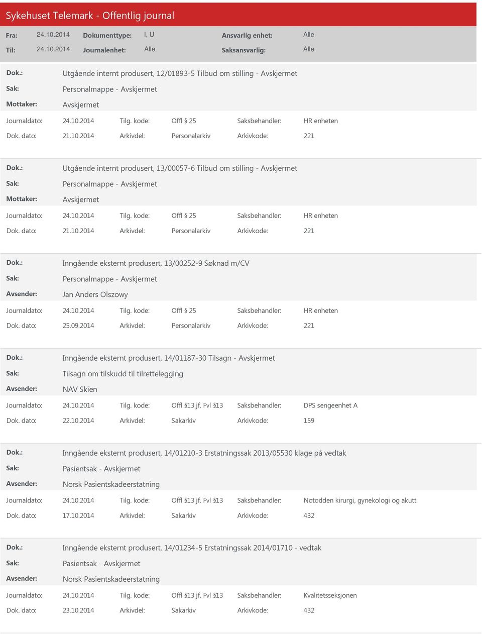 2014 Arkivdel: Personalarkiv Arkivkode: 221 Inngående eksternt produsert, 14/01187-30 Tilsagn - Tilsagn om tilskudd til tilrettelegging NAV Skien DPS sengeenhet A Arkivkode: