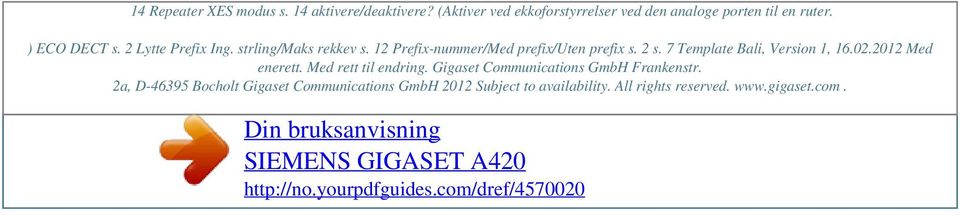 strling/maks rekkev s. 12 Prefix-nummer/Med prefix/uten prefix s. 2 s. 7 Template Bali, Version 1, 16.02.