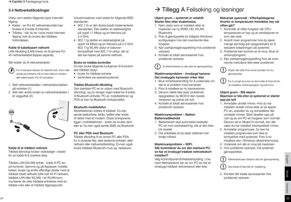 Trådløs - når du tar i bruk mobil Internetttilgang, kan du bruke den trådløse forbindelsen.