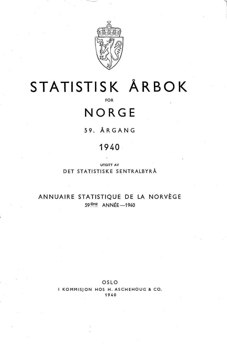 SENTRALBYRÅ ANNUAIRE STATISTIQUE DE LA