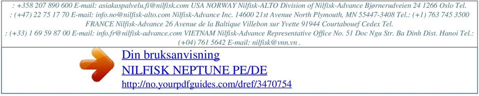 com Nilfisk-Advance Inc. 14600 21st Avenue North Plymouth, MN 55447-3408 Tel.