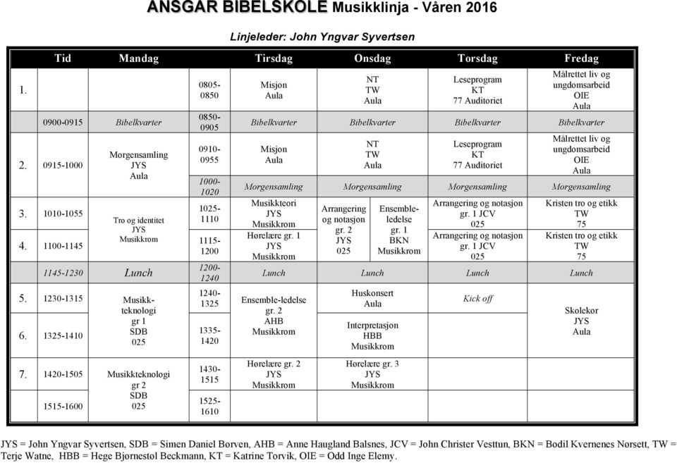 1420-1505 1515-1600 Musikkteknologi gr 2 SDB 0805-0850 0850-0905 0910-0955 1000-1020 1-1110 1115-1200 1200-1240 1240-1325 1335-1420 1430-1515 1525-1610 77 oriet E Bibelkvarter Bibelkvarter