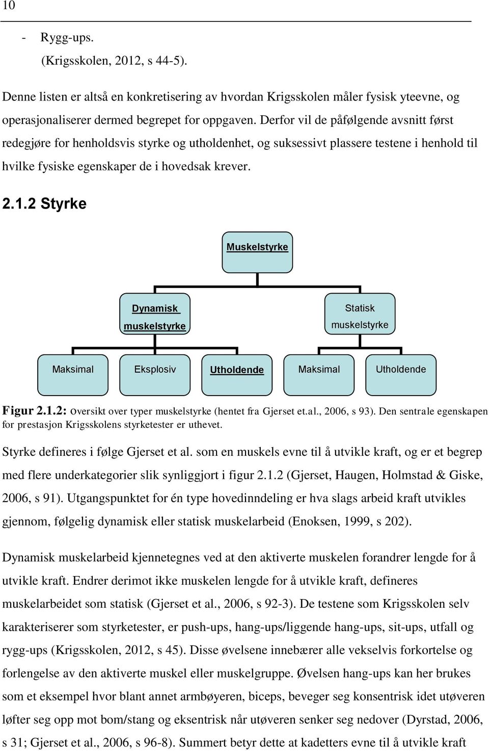 2 Styrke Muskelstyrke Dynamisk muskelstyrke Statisk muskelstyrke Maksimal Eksplosiv Utholdende Maksimal Utholdende Figur 2.1.2: oversikt over typer muskelstyrke (hentet fra Gjerset et.al., 2006, s 93).