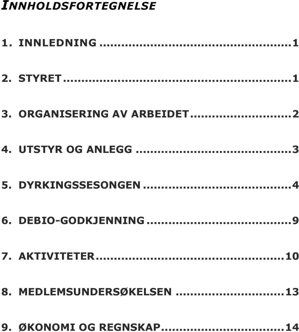 DYRKINGSSESONGEN... 4 6. DEBIO-GODKJENNING... 9 7.