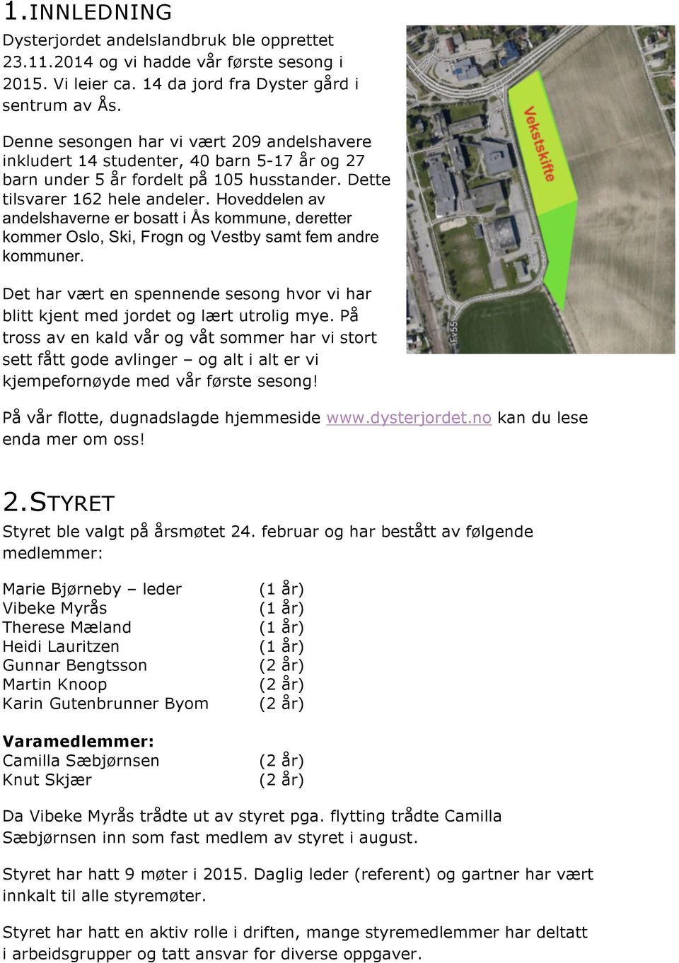 Hoveddelen av andelshaverne er bosatt i Ås kommune, deretter kommer Oslo, Ski, Frogn og Vestby samt fem andre kommuner.