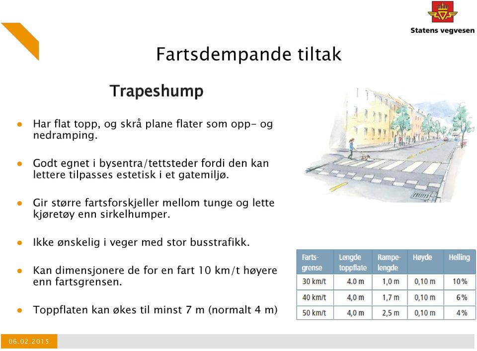 Gir større fartsforskjeller mellom tunge og lette kjøretøy enn sirkelhumper.