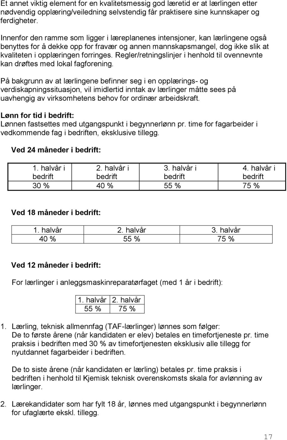 Regler/retningslinjer i henhold til ovennevnte kan drøftes med lokal fagforening.