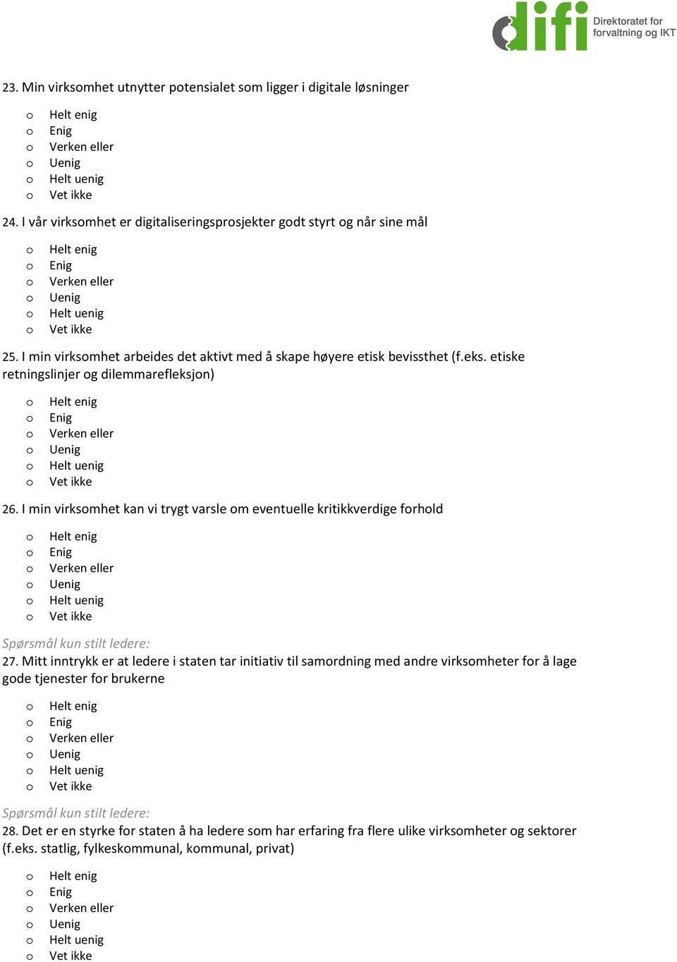 I min virksmhet kan vi trygt varsle m eventuelle kritikkverdige frhld Spørsmål kun stilt ledere: 27.