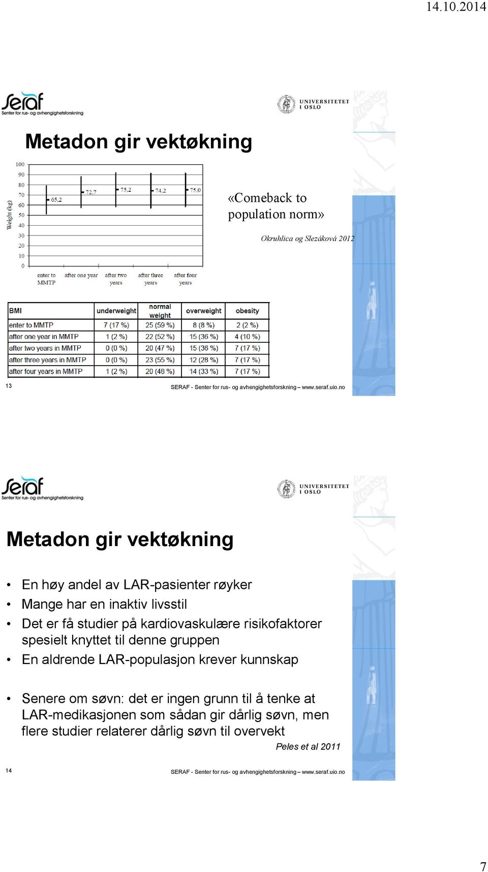 spesielt knyttet til denne gruppen En aldrende LAR-populasjon krever kunnskap Senere om søvn: det er ingen grunn til å tenke at LAR-medikasjonen som