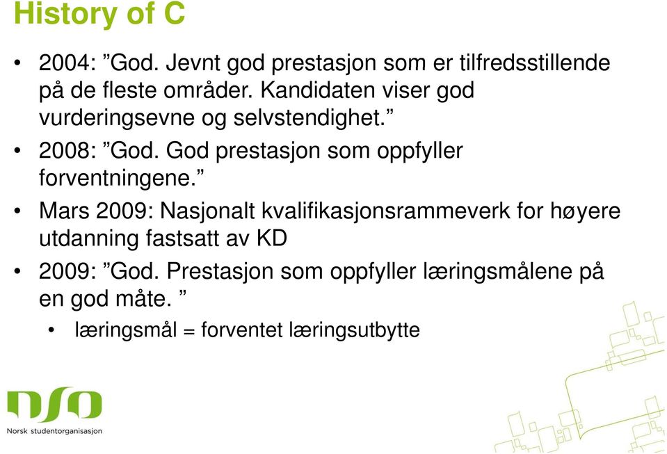 God prestasjon som oppfyller forventningene.