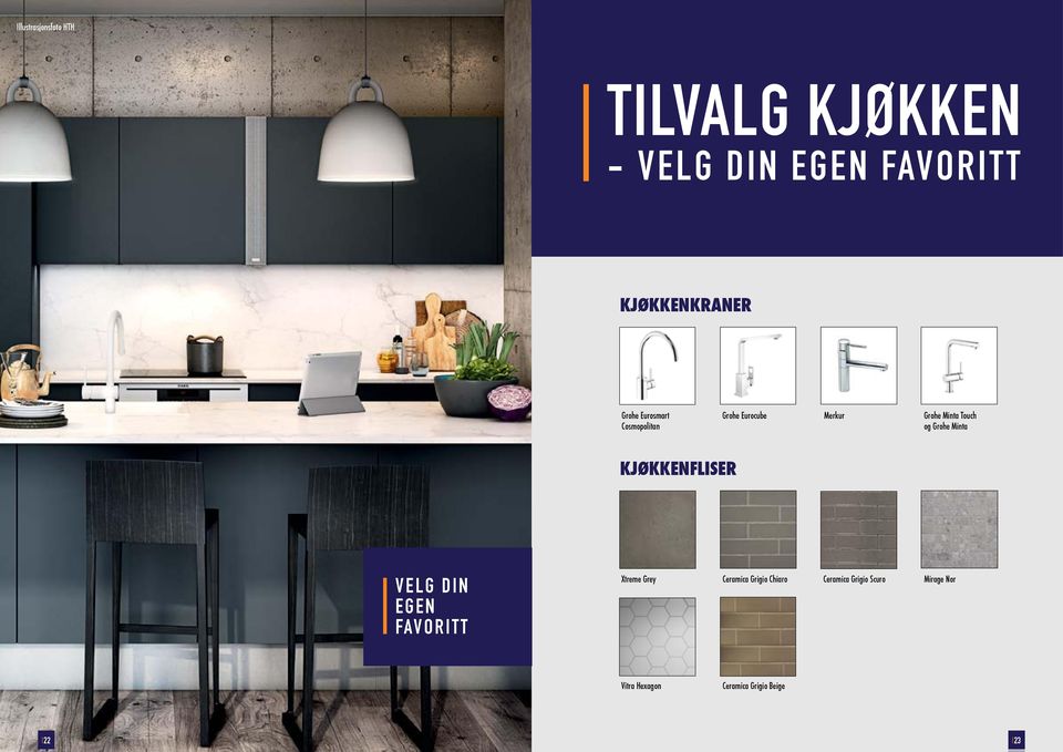 Grohe Minta KJØKKENFLISER VELG DIN EGEN FAVORITT Xtreme Grey Ceramica Grigio