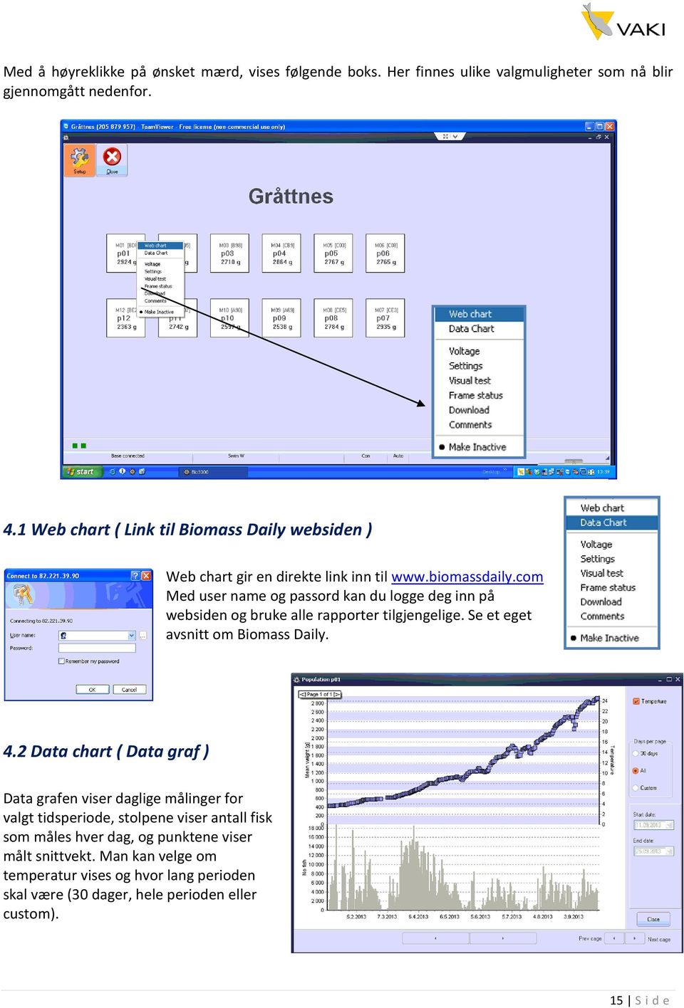 com Med user name og passord kan du logge deg inn på websiden og bruke alle rapporter tilgjengelige. Se et eget avsnitt om Biomass Daily. 4.