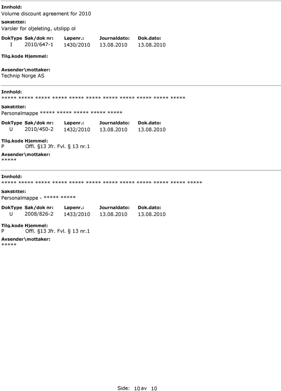 Technip Norge AS ersonalmappe 2010/450-2