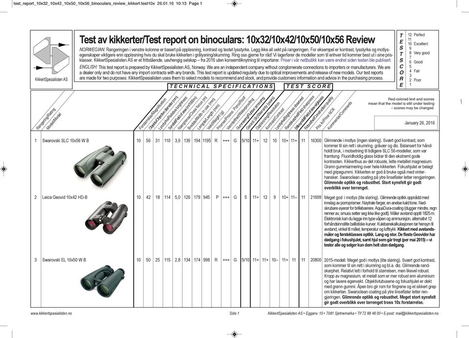 lysstyrke. Legg ikke all vekt på rangeringen. For eksempel er kontrast, lysstyrke og motlys - egenskaper viktigere enn oppløsning hvis du skal bruke kikkerten i grålysning/skumring.