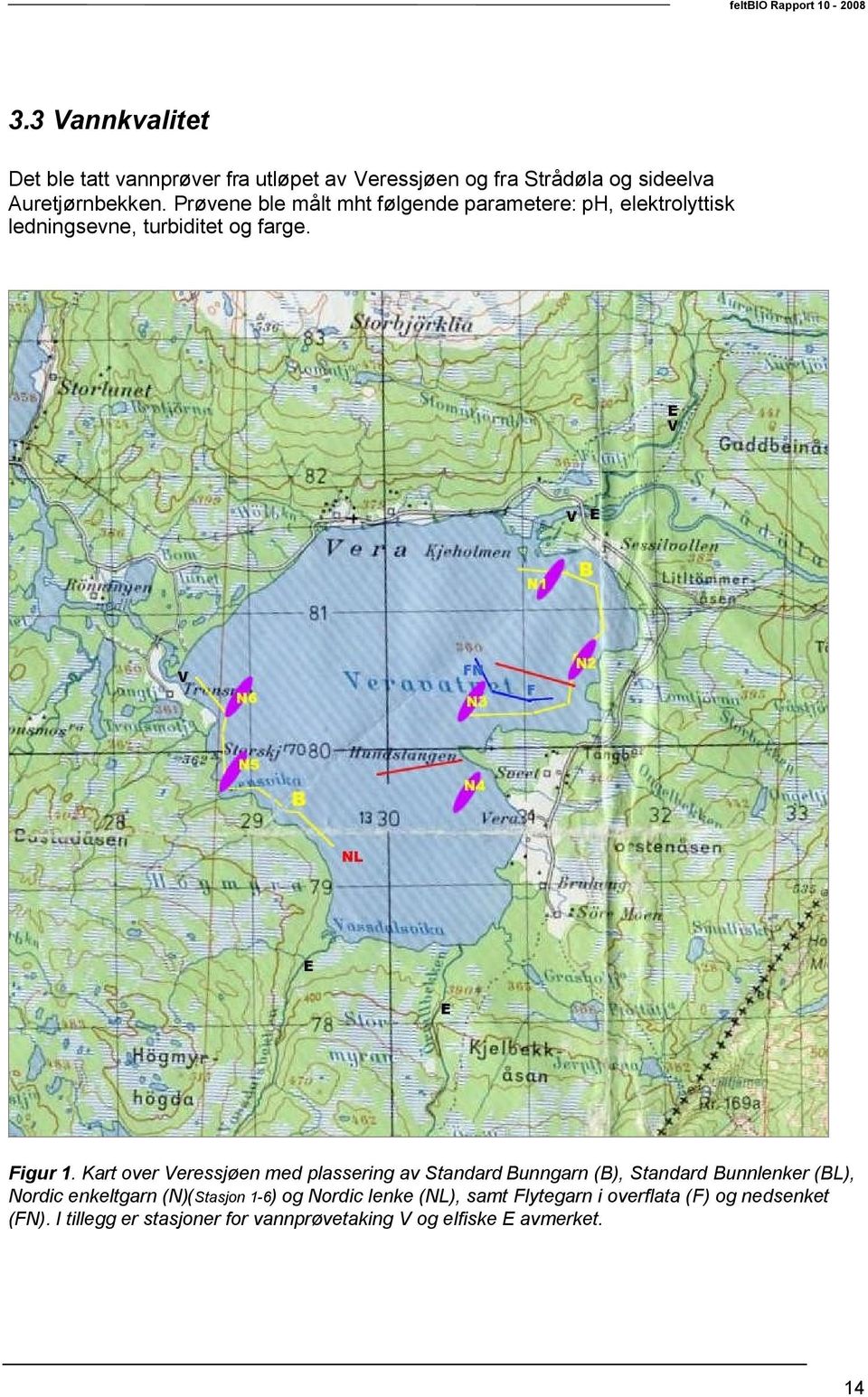 Prøvene ble målt mht følgende parametere: ph, elektrolyttisk ledningsevne, turbiditet og farge. Figur.