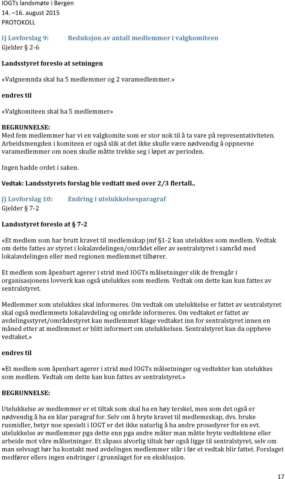 Arbeidsmengden i komiteen er også slik at det ikke skulle være nødvendig å oppnevne varamedlemmer om noen skulle måtte trekke seg i løpet av perioden. Ingen hadde ordet i saken.