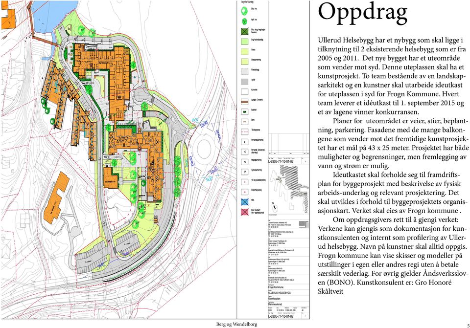 Hvert team leverer et idéutkast til 1. september 2015 og et av lagene vinner konkurransen. Planer for uteområdet er veier, stier, beplantning, parkering.