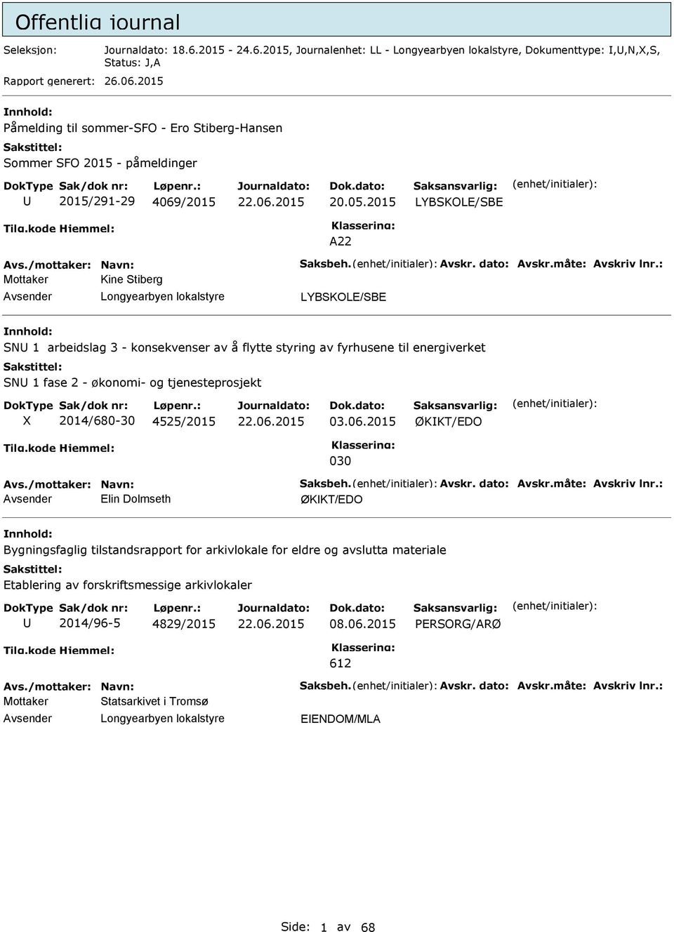 2015 LYBSKOLE/SBE 22 Mottaker Kine Stiberg LYBSKOLE/SBE SN 1 arbeidslag 3 - konsekvenser av å flytte styring av fyrhusene til energiverket SN 1 fase 2 - økonomi- og