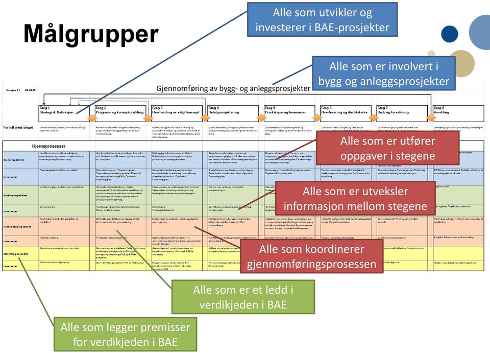 utveksler informasjon mellom stegene Alle som er et ledd i verdikjeden i BAE Alle