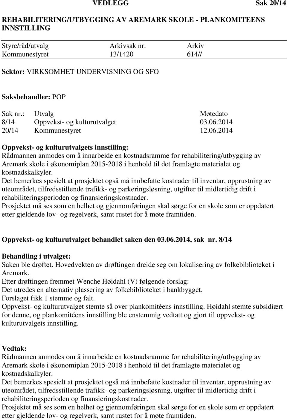 2014 20/14 Kommunestyret 12.06.