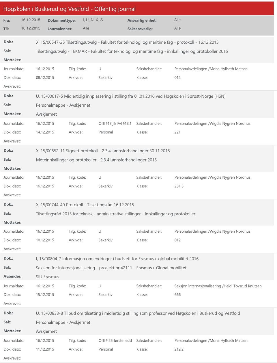 3.4-lønnsforhandlinger 30.11.2015 Møteinnkallinger og protokoller - 2.3.4 lønnsforhandlinger 2015 Dok. dato: Arkivdel: Sakarkiv 231.