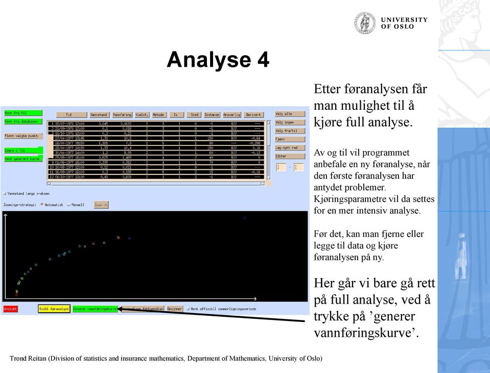 problemer. Kjøringsparametre vil da settes for en mer intensiv analyse.