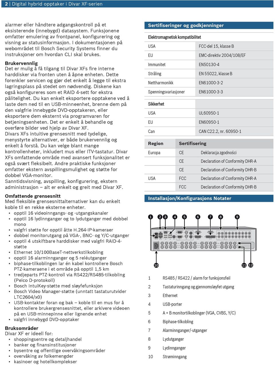 Fnksjonene omfatter emlering av frontpanel, konfigrering og visning av statsinformasjon. I dokmentasjonen på webområdet til osch Secrity Systems finner d instrksjoner om hvordan CLI skal brkes.