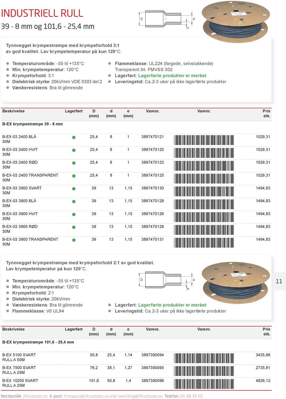 FMVSS 302 Beskrivelse Lagerført D d e Varenr.