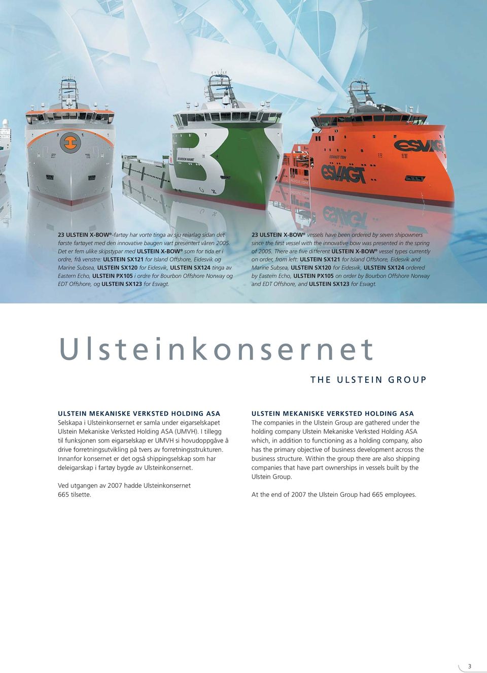 Eastern Echo, ULSTEIN PX105 i ordre for Bourbon Offshore Norway og EDT Offshore, og ULSTEIN SX123 for Esvagt.