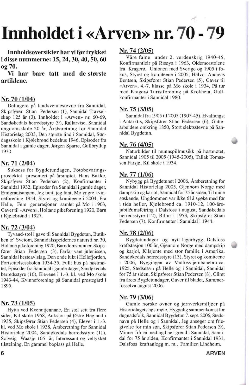 60-69, SandY'kedals herredsstyre (9), Rallarvise, Sannidal ungdomsskole 20 ar, Arsberetning for Sannidal Historielag 2003, Den sty'rste lind i Sannidal, SY'ndagsskole i KjY'lebrY'nd bedehus 1946,