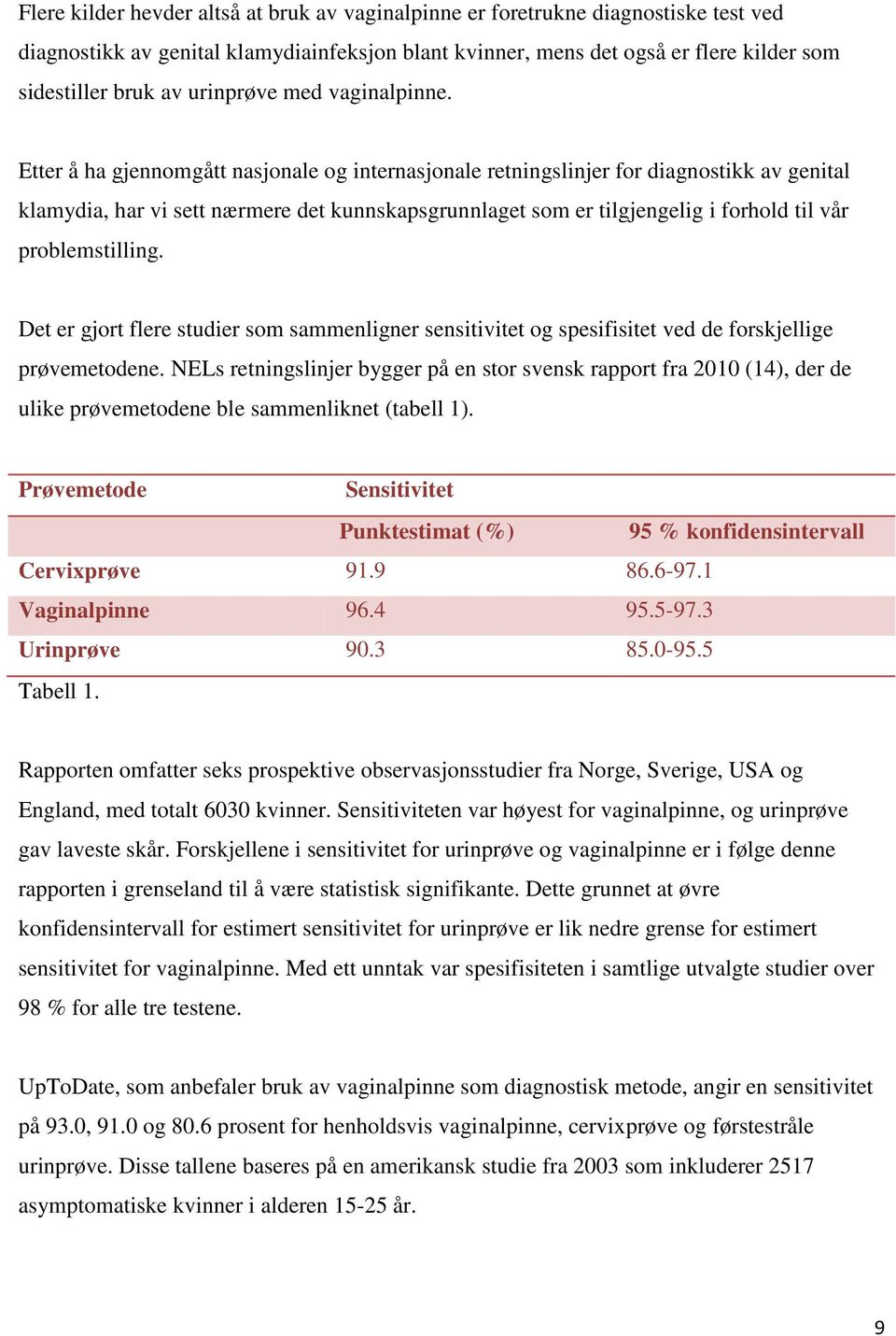 Etter å ha gjennomgått nasjonale og internasjonale retningslinjer for diagnostikk av genital klamydia, har vi sett nærmere det kunnskapsgrunnlaget som er tilgjengelig i forhold til vår