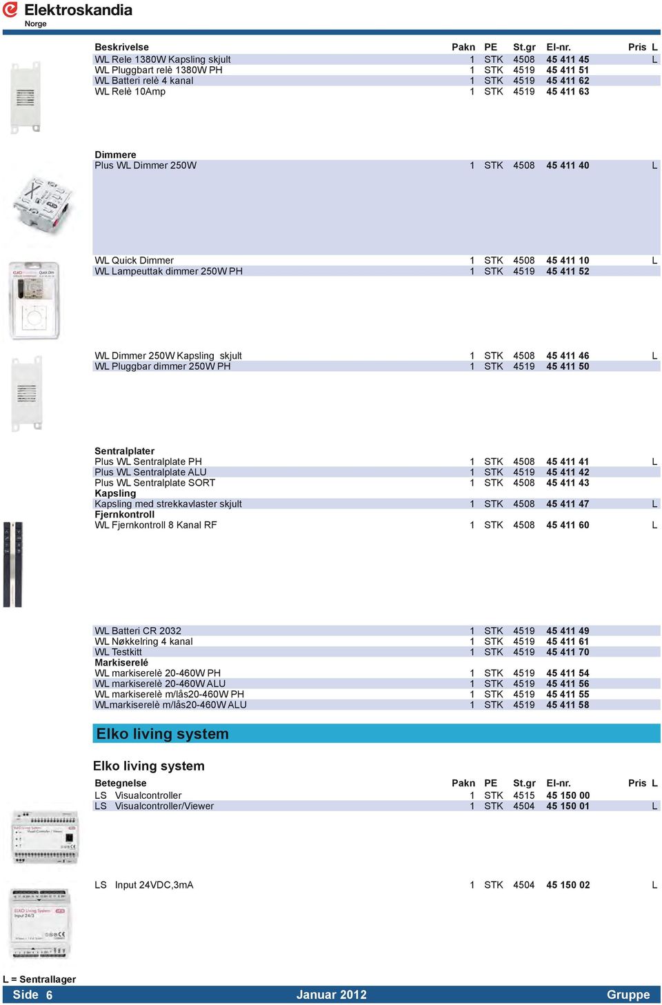 250W PH 1 STK 4519 45 411 50 Sentralplater Plus WL Sentralplate PH 1 STK 4508 45 411 41 L Plus WL Sentralplate ALU 1 STK 4519 45 411 42 Plus WL Sentralplate SORT 1 STK 4508 45 411 43 Kapsling