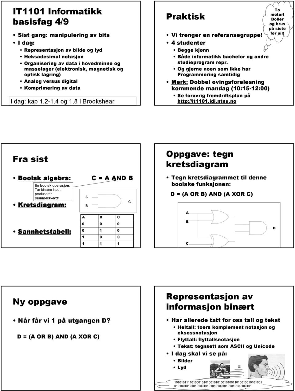 4 studenter Begge kjønn Både informatikk bachelor og andre studieprogram repr.