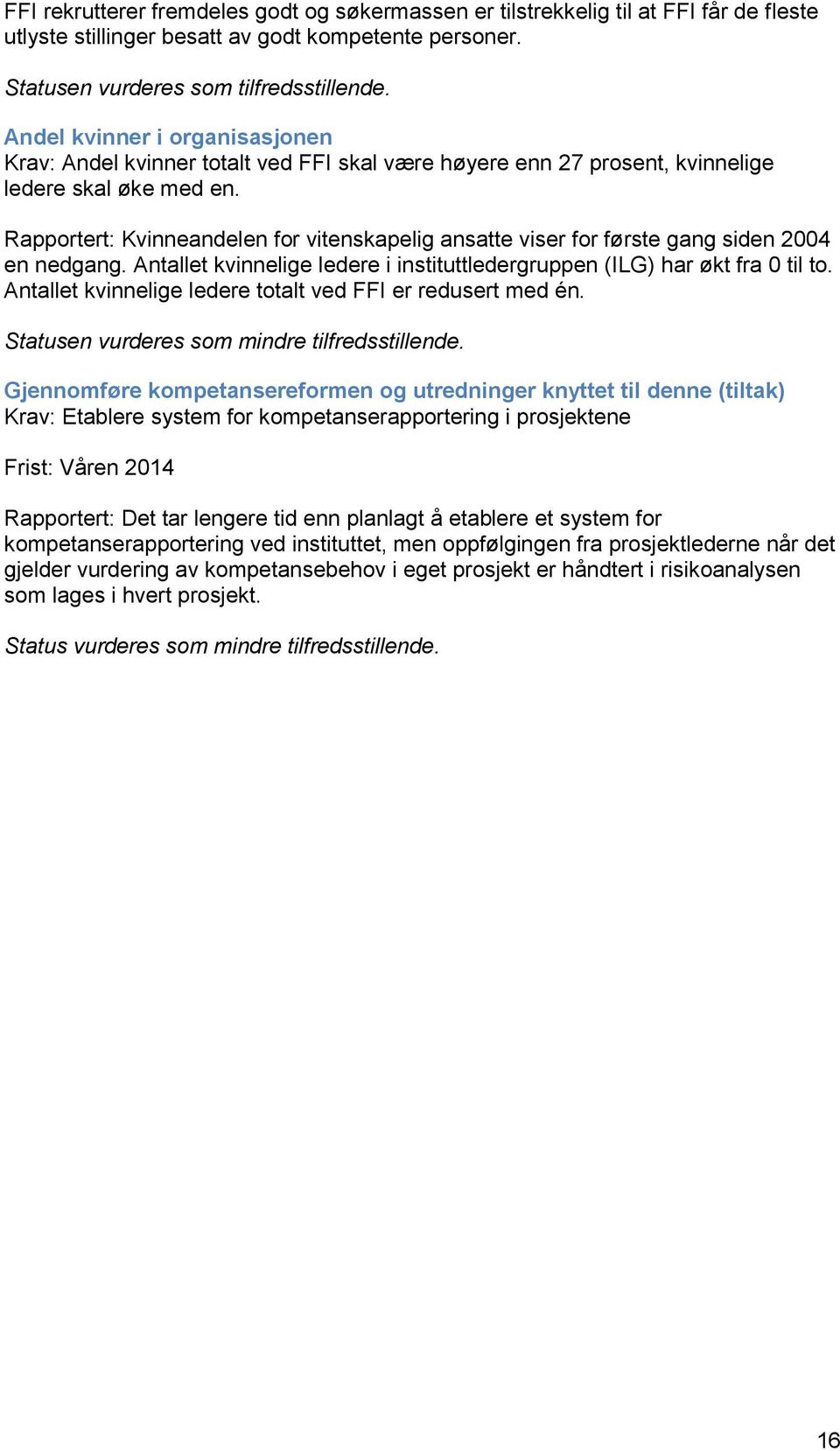 Rapportert: Kvinneandelen for vitenskapelig ansatte viser for første gang siden 2004 en nedgang. Antallet kvinnelige ledere i instituttledergruppen (ILG) har økt fra 0 til to.