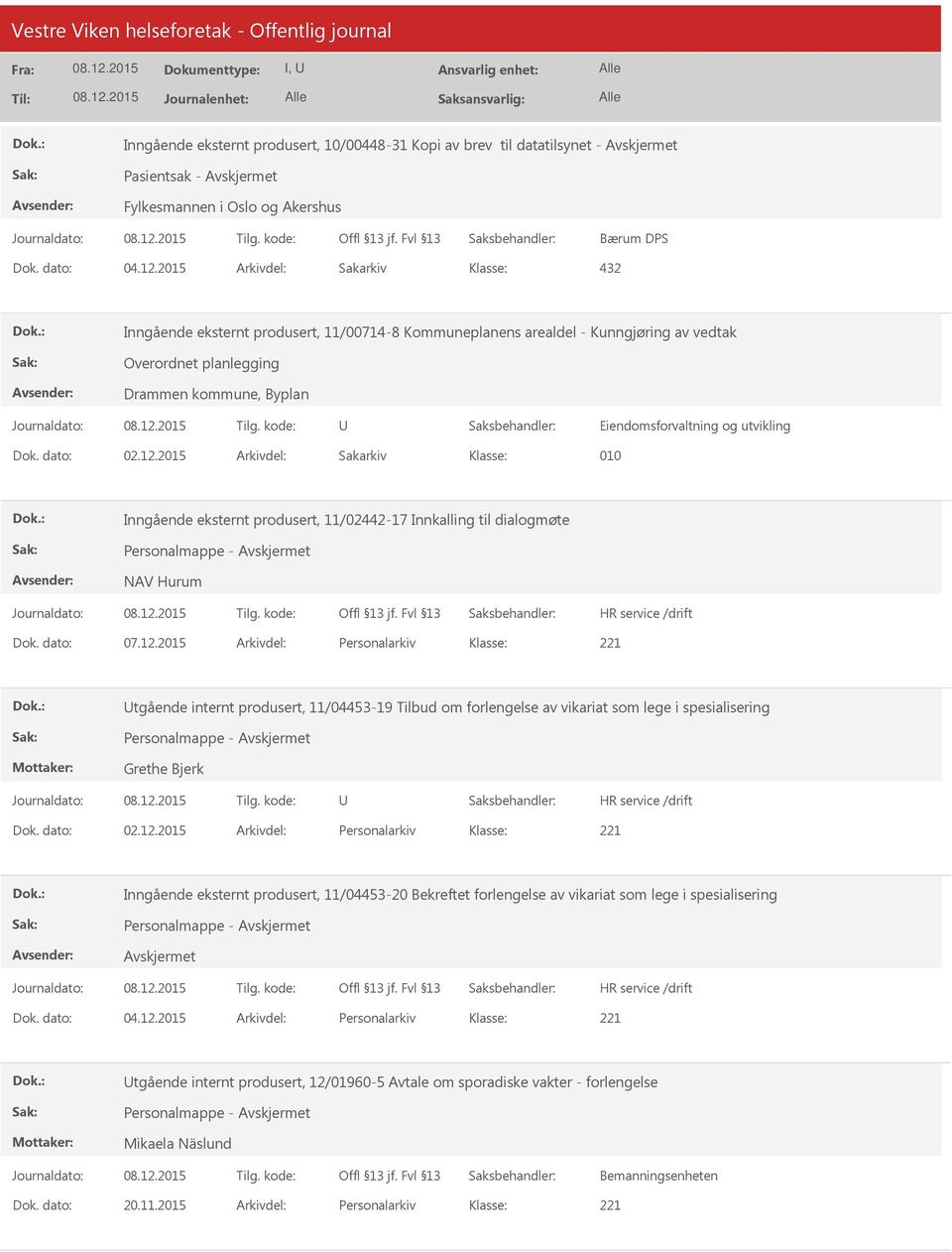 2015 Arkivdel: Sakarkiv 010 Inngående eksternt produsert, 11/02442-17 Innkalling til dialogmøte NAV Hurum Dok. dato: 07.12.