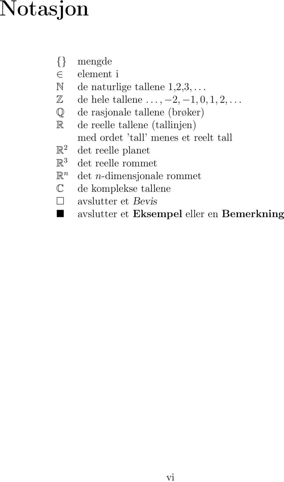 .. Q de rasjonale tallene (brøker) R de reelle tallene (tallinjen) med ordet tall menes et