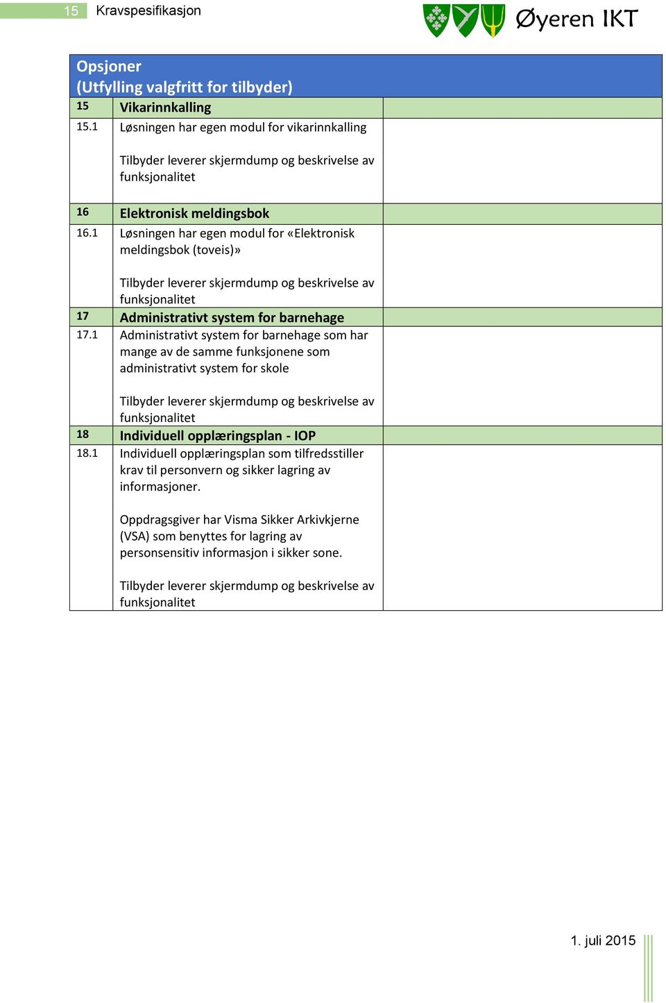 1 Løsningen har egen modul for «Elektronisk meldingsbok (toveis)» Tilbyder leverer skjermdump og beskrivelse av funksjonalitet 17 Administrativt system for barnehage 17.