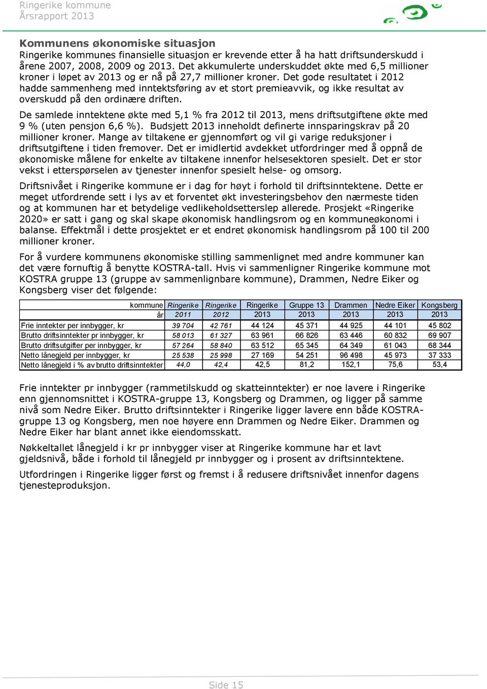 Det gode resultatet i 2012 hadde sammenheng med inntektsføring av et stort premieavvik, og ikke resultat av overskudd på den ordinære driften.