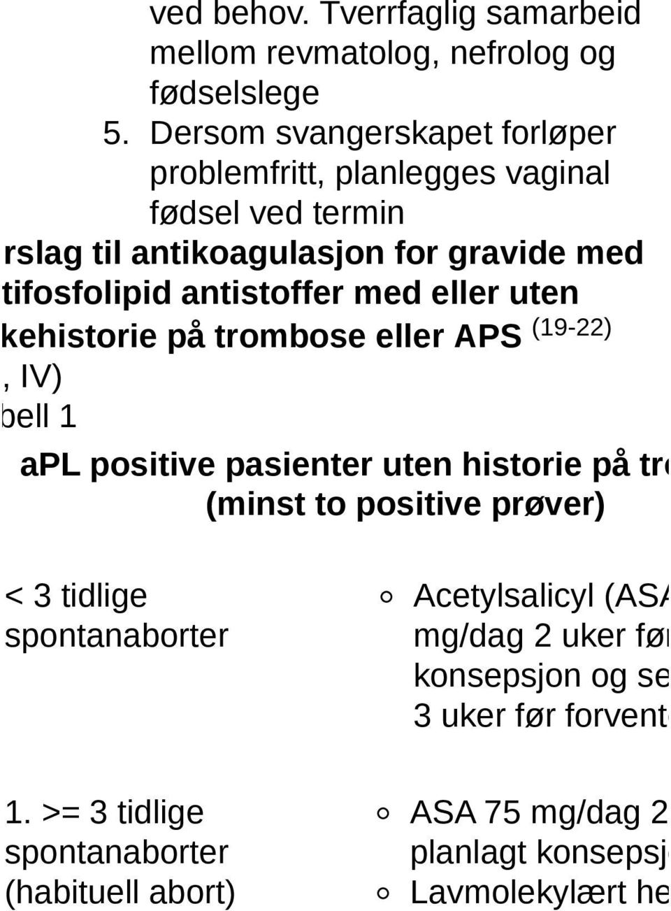 antistoffer med eller uten kehistorie på trombose eller APS (19-22) I, IV) bell 1 apl positive pasienter uten historie på tro (minst to