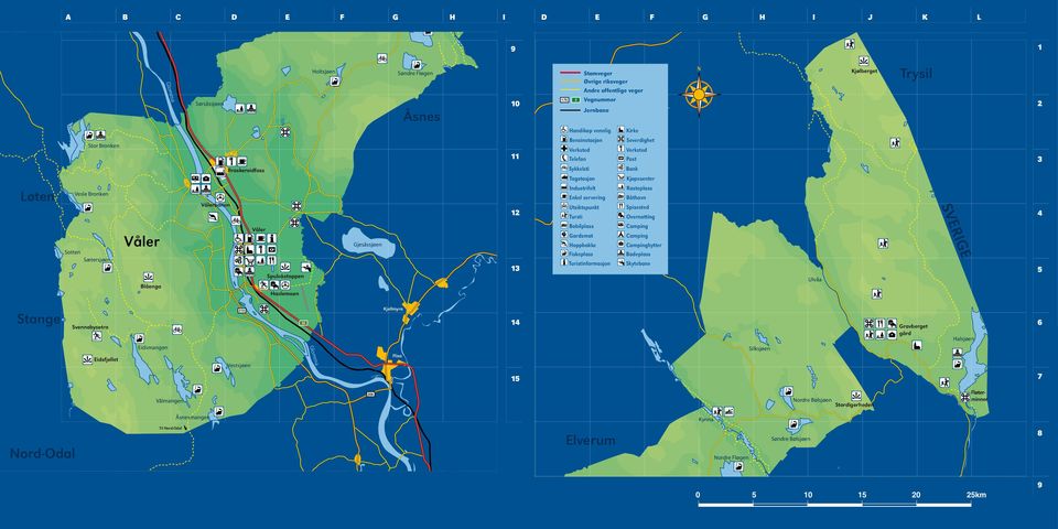 Industrifelt Rasteplass Enkel servering Båthavn Utsiktspunkt Spisested Tursti Overnatting Bobilplass Camping Gardsmat Camping Hoppbakke Fiskeplass Campinghytter Badeplass Turistinformasjon Skytebane