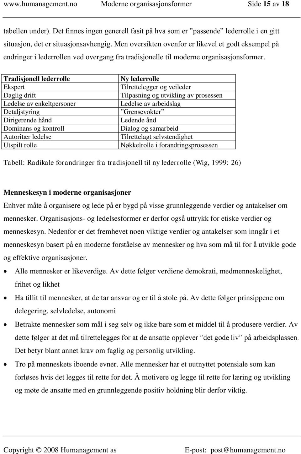 Tradisjonell lederrolle Ekspert Daglig drift Ledelse av enkeltpersoner Detaljstyring Dirigerende hånd Dominans og kontroll Autoritær ledelse Utspilt rolle Ny lederrolle Tilrettelegger og veileder