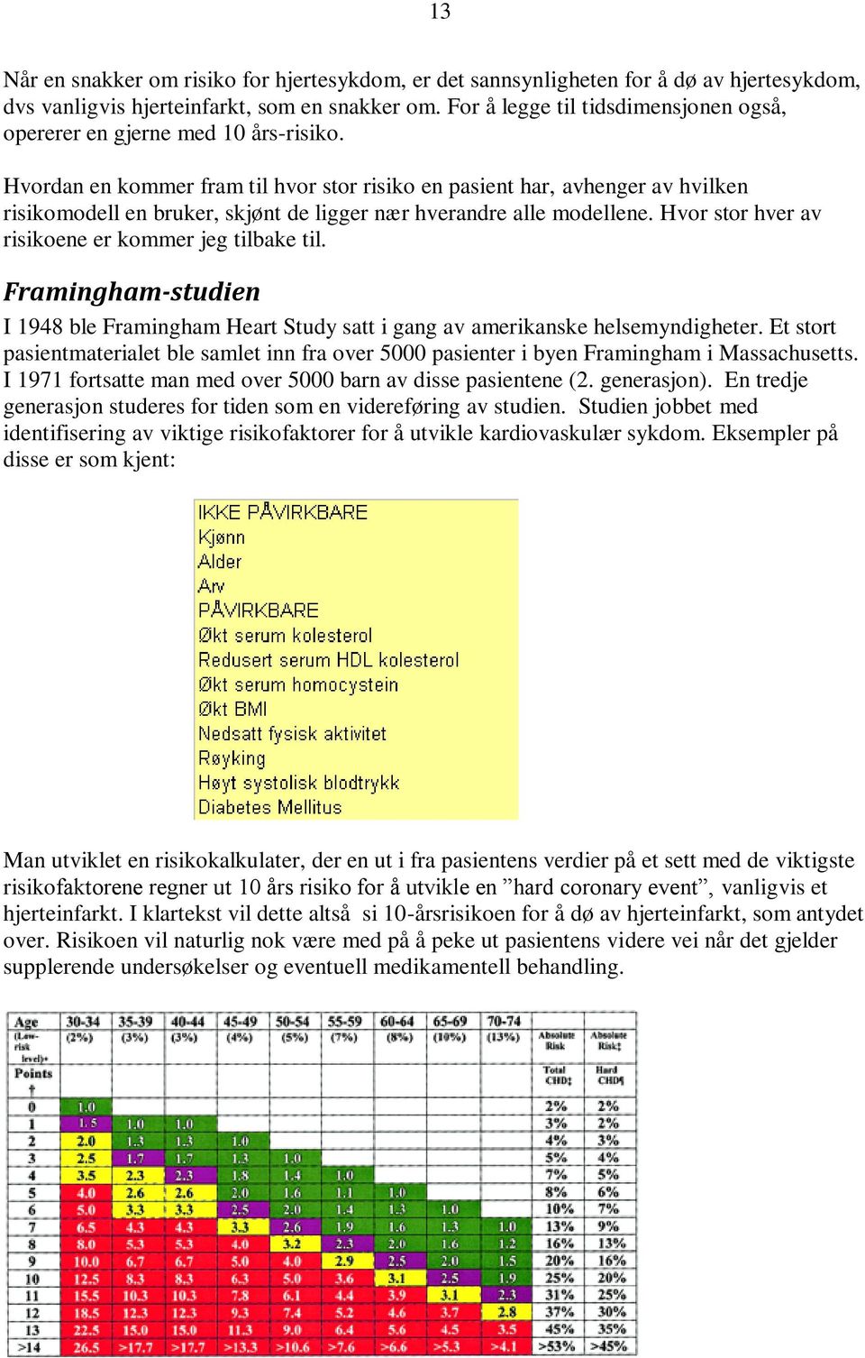 Hvordan en kommer fram til hvor stor risiko en pasient har, avhenger av hvilken risikomodell en bruker, skjønt de ligger nær hverandre alle modellene.