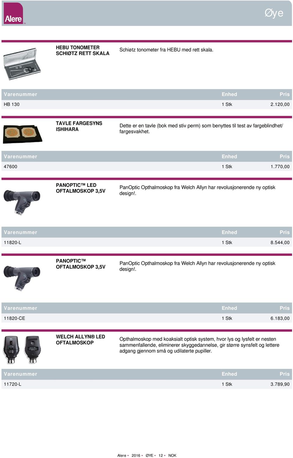 770,00 PANOPTIC LED OFTALMOSKOP 3,5V PanOptic Opthalmoskop fra Welch Allyn har revolusjonerende ny optisk design!. 11820-L 1 Stk 8.