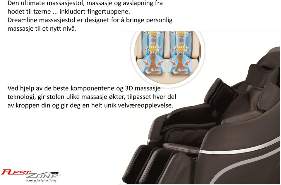 Dreamline massasjestol er designet for å bringe personlig massasje til et nytt nivå.